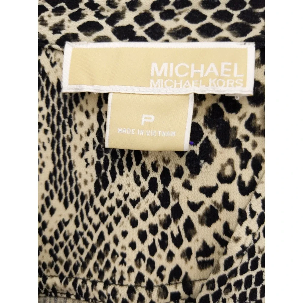 Michael Kors Snake Print Button Front Shirt Dress Long Sleeve Pockets Petite‎ P
